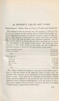III. Property values and taxes