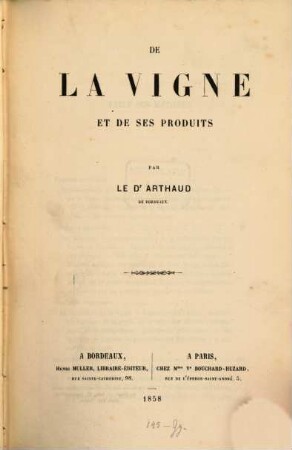 De la vigne et de ses produits
