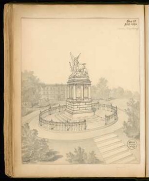 Gefallenendenkmal, Erfurt Monatskonkurrenz Juli 1874: Perspektivische Ansicht