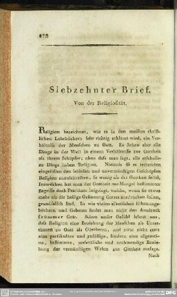 Siebzehnter Brief. Von der Religiosität