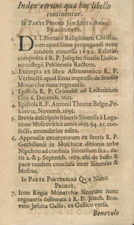 Index eorum quae hoc libello continentur