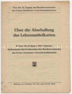 Sonderdruck der "Tribüne" zur Abschaffung der Lebensmittelrationierung in der DDR