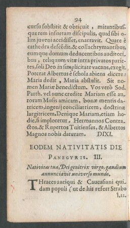 Eodem Nativitatis Die Panegyris III