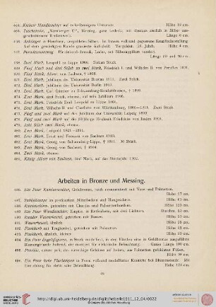 Arbeiten in Bronze und Messing (Nr. 486-647)