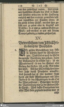 XV. Beweißthum von Jesu Christo durch die Propheten