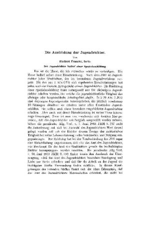 Die Ausbildung der Jugendrichter : der Jugendrichter bedarf einer Spezialausbildung