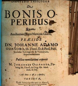 Disp. theol. de bonis operibus
