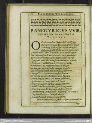 Panegyricus Wirtembergo-Brandenburg. Tertius