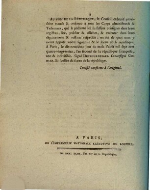 Decret de la Convention Nationale, 1403. 1793