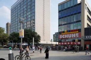 Dresden-Altstadt, Prager Straße 2c und 3. Hotel "Newa" (1968-1970; C. Kaiser, M. Arlt, H. Fuhrmann) und Geschäftshaus (2001-2002; D. Stoller, W. Herding)