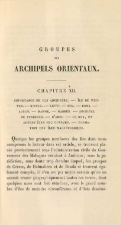 Groupes des archipels Orientaux
