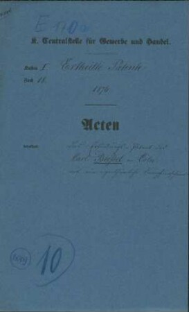 Patent des Carl Beißel in Köln auf eine eigentümliche Dampfmaschine