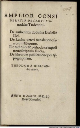 Amplior consideratio decreti synodalis Tridentini