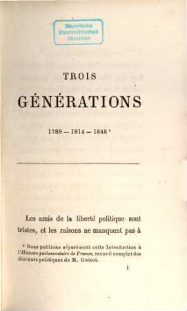 Trois générations : 1789-1814-1848