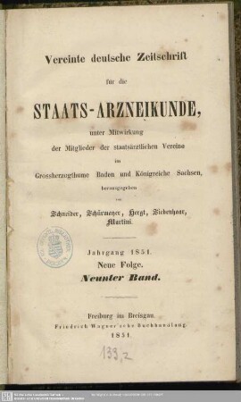 N.F.9.1851: Vereinte deutsche Zeitschrift für die Staatsarzneikunde