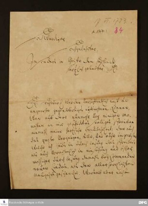 Brief von Ferdinand Strormann an August Hermann Francke.