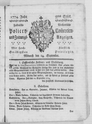 37tes Stück., Ausgabe vom 14. September 1774