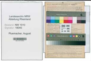 Entnazifizierung August Pluemacher , geb. 06.01.1899 (Bahnwart)