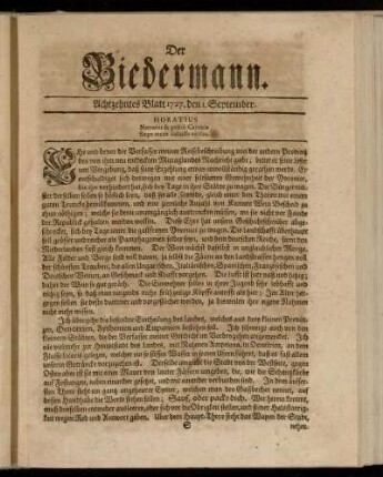 Achzehntes Blatt 1727. den 1. September