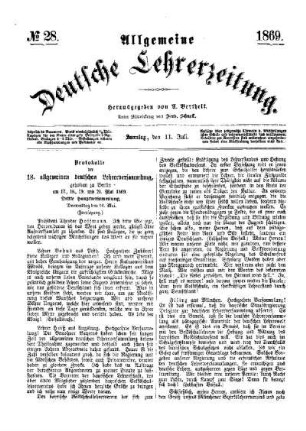 Protokolle der 18. allgemeinen deutschen Lehrerversammlung