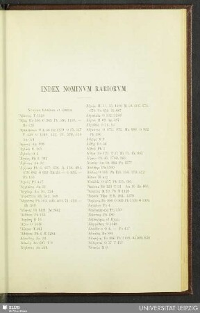 Index nominvm rariorvm / Index nominum rariorum
