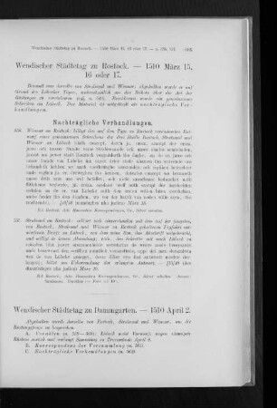 Wendischer Städtetag zu Dammgarten. - 1510 April 2.