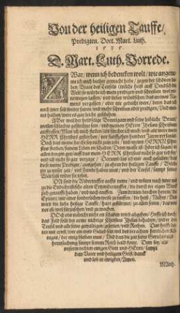 Von der heiligen Tauffe/ Predigten ....