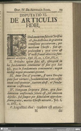 Disputatio VI. De Articulis Fidei