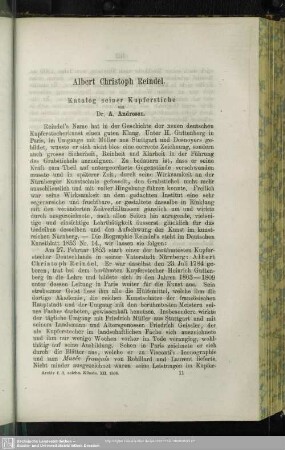 Albert Christoph Reindel. Katalog seiner Kupferstiche