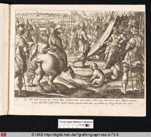 Franz I. empfängt Giovanni de' Medici in einem Feldlager vor seinem Zelt.