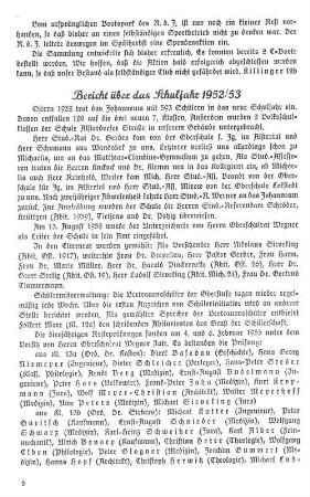 Bericht über das Schuljahr 1952/53