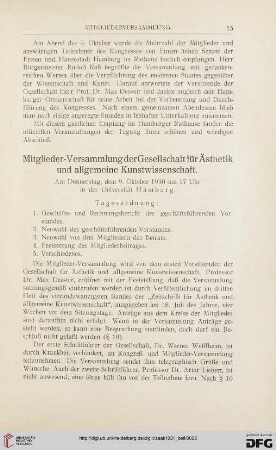 Mitglieder-Versammlung der Gesellschaft für Ästhetik und allgemeine Kunstwissenschaft