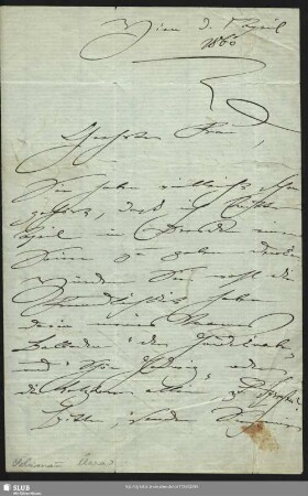 An Franziska Wagner [?] - Mscr.Dresd.Aut.1166