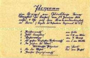 Programm zu einem Konzert anlässlich des Geburtstages des Kaisers