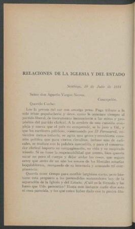 Relaciones de la Iglesia y del Estado