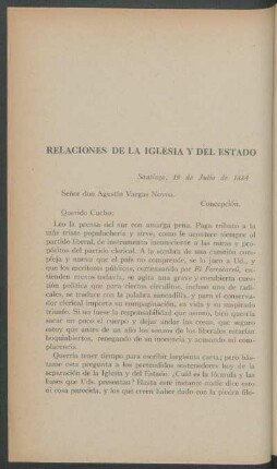 Relaciones de la Iglesia y del Estado
