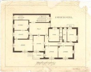 Billing, Hermann; Karlsruhe, Hirschstr. 101 a / Vorholzstr.; Haus Kohlbecker - Grundriss EG
