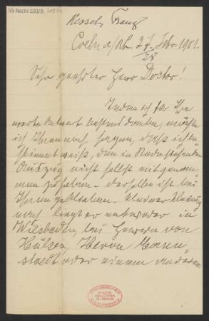 Brief an B. Schott's Söhne : 27.02.1901