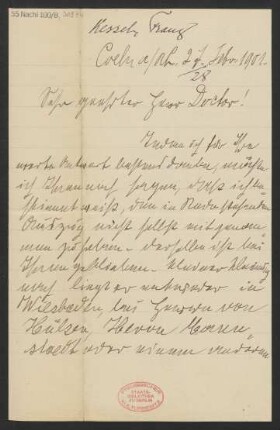 Brief an B. Schott's Söhne : 27.02.1901