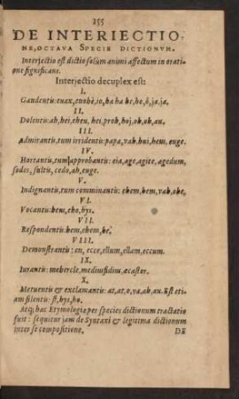 De Interiectione, Octava Specie Dictionvm.