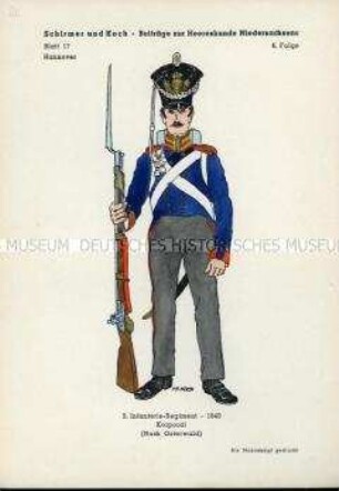 Uniformdarstellung, Korporal des 3. Infanterie-Regiments, Königreich Hannover, 1840.