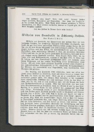 Wilhelm von Humboldt in Schleswig=Holstein.
