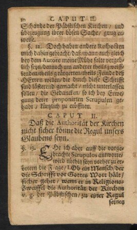 Caput II. Daß die Authorität der Kirchen nicht sicher könne die Regul unsers Glaubens seyn.