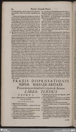 Praxis Dispensationis Super Irregularitate Proveniente ex defectu Corporis & Animae Liber Tertius