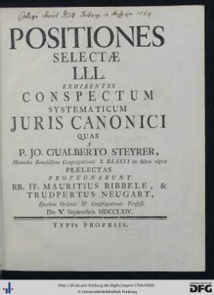 Positiones Selectae LLL. Exhibentes Suspectum Systematicum Juris Canonici