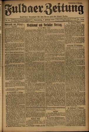 Erste Ausgabe vom Donnerstag, den 07. Februar 1924.