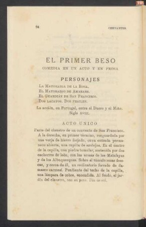 El primer beso : Comedia en un acto y en prosa