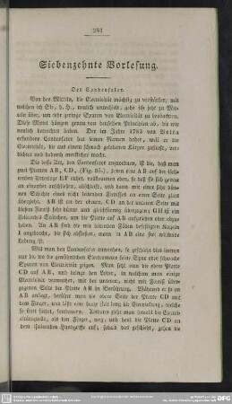 Siebenzehnte Vorlesung