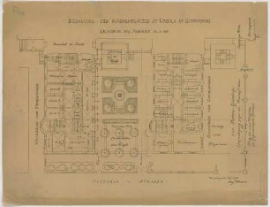 Thiersch, August ; München - Schwabing; Kath. Pfarrkirche St. Ursula - Anbau (Grundriss EG, Grundriss OG)