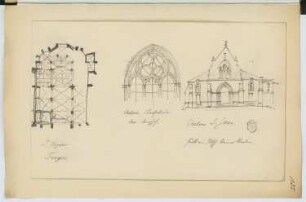 St. Nizier, Troyes. St. Jean, Chalons-en-Champagne: Grundriss Troyes, Ansicht, Details Chalons (aus: Skizzen- und Fotoalbum 10)